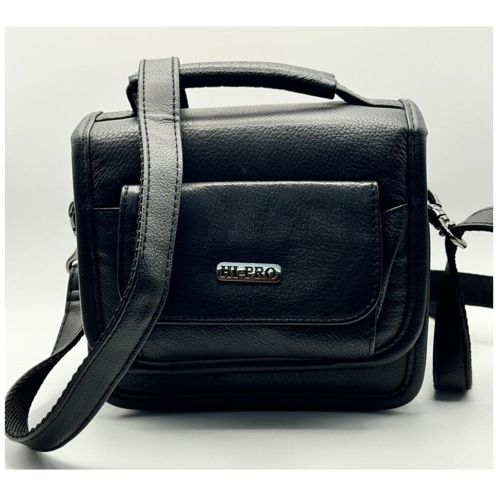 Hi-Pro Black Leather Camera Case Shoulder Bag Vintage‎ Compact DSLR Carry Bag